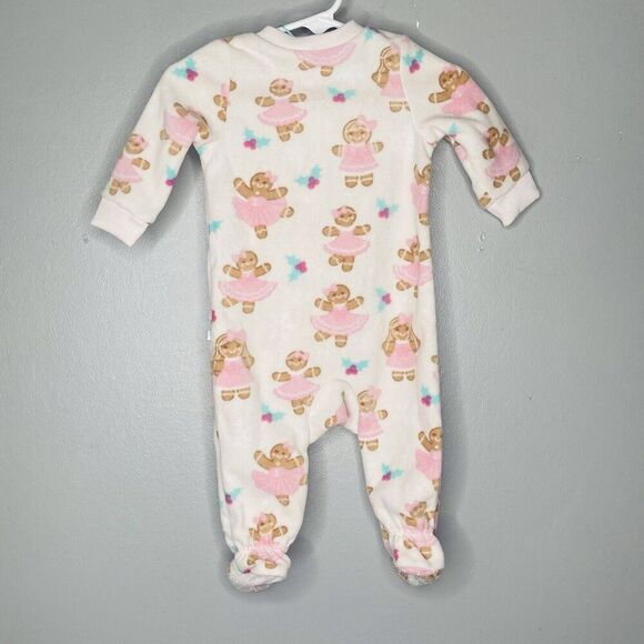 Posh Peanut Zippered One Piece footed Pajamas Girls 3-6 Month Christmas Fleece - Picture 5 of 5